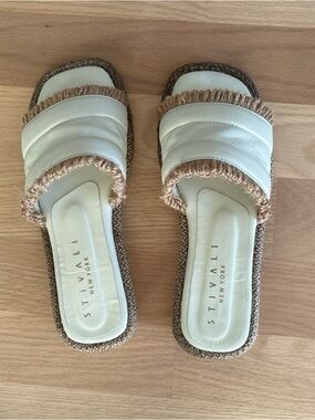 Stivali Lotus slip on raffia sandals in ivory leather women's shoes
